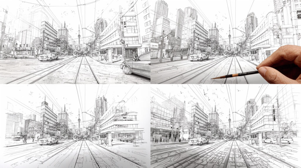 Midjourney - Hand sketch cityscape