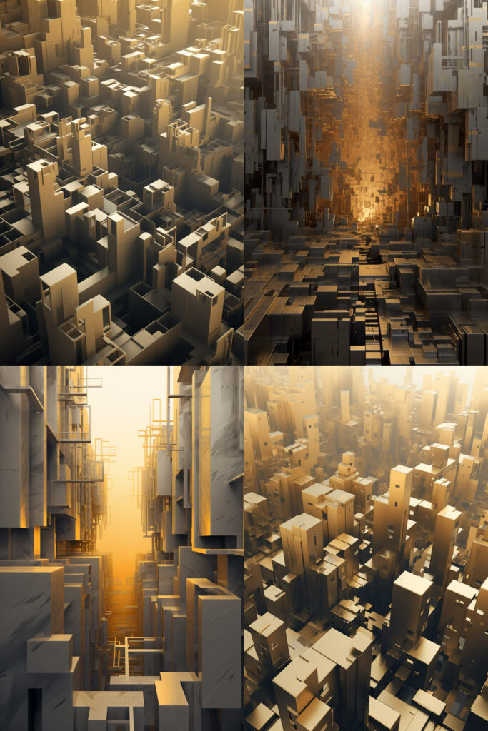 Midjourney - Geometrical gold city